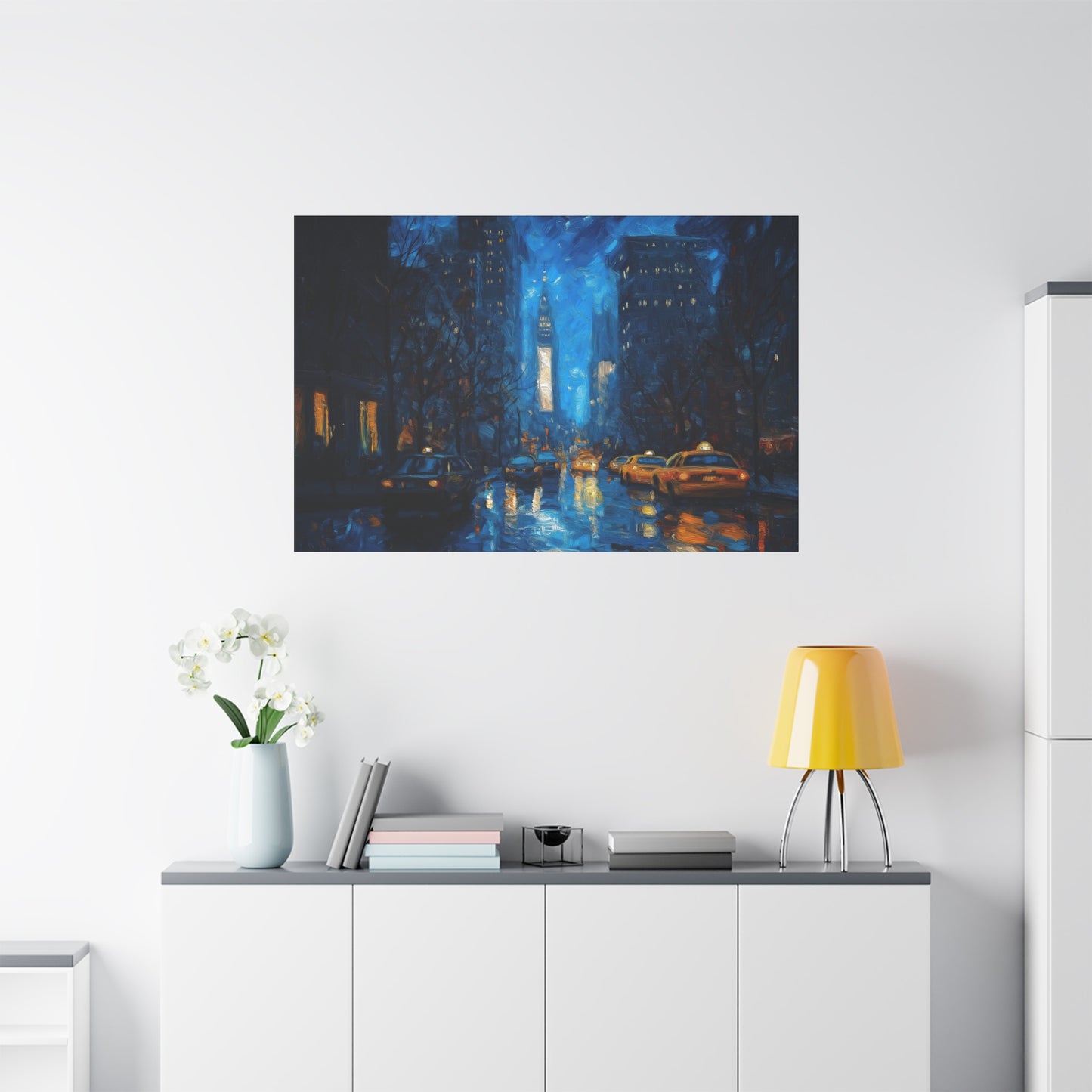 Éclat Urbain sous la Pluie Nocturne