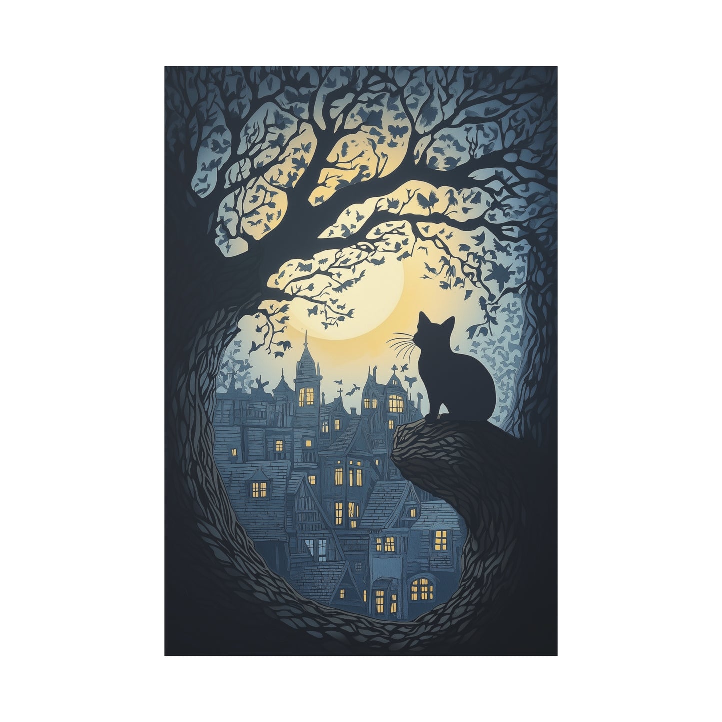 Chat Mystique sous la Lune Enchantée