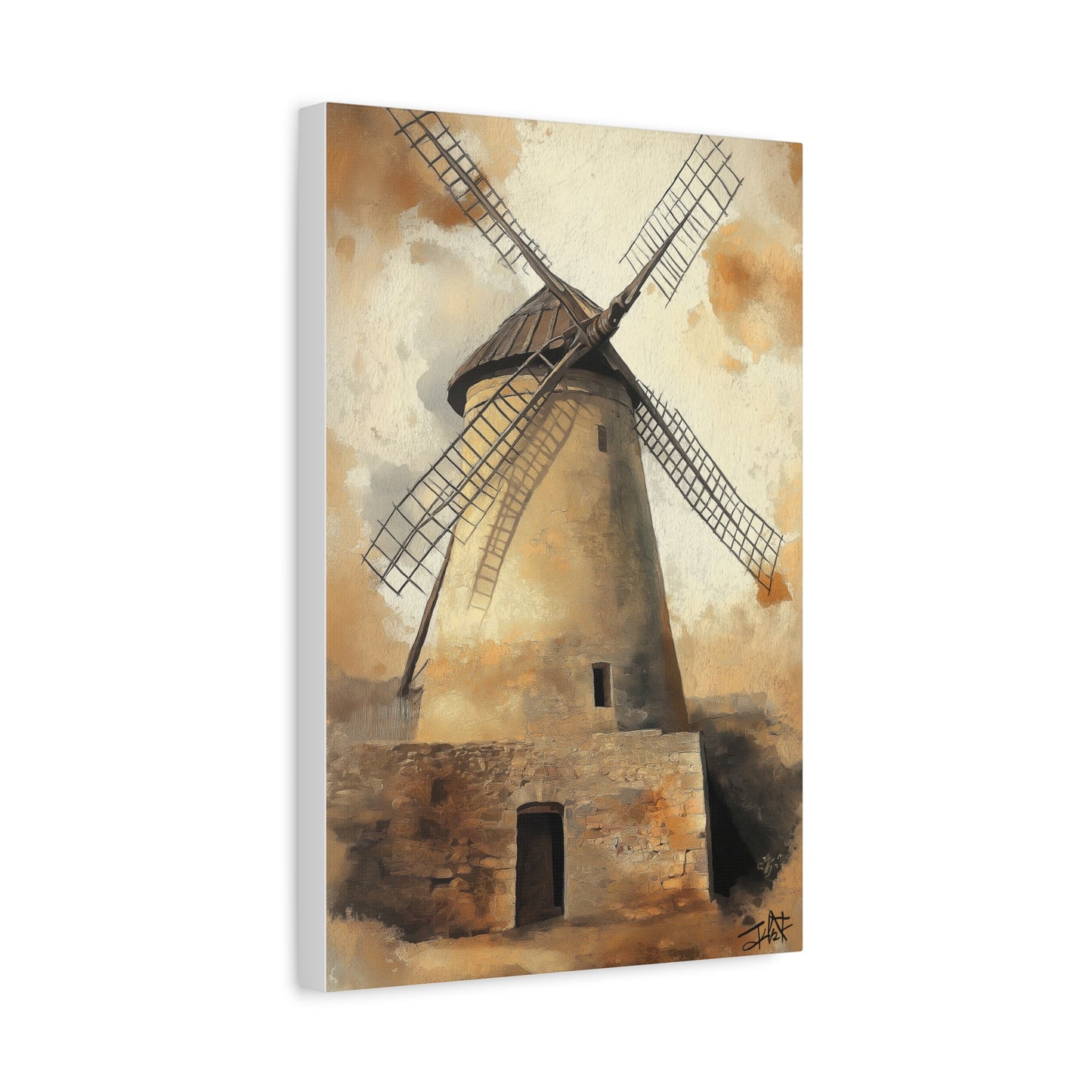 Les Moulins de Consuegra, rendu gouache