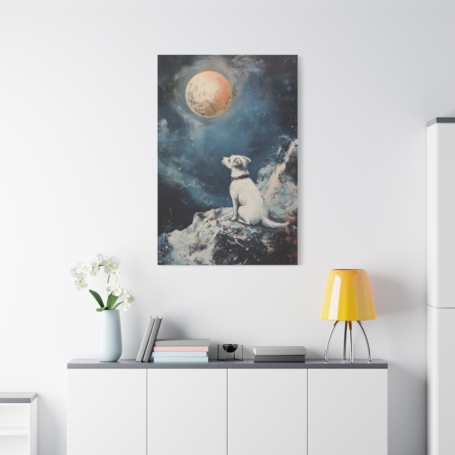 Chien Cosmique sous la Lune Rêveuse
