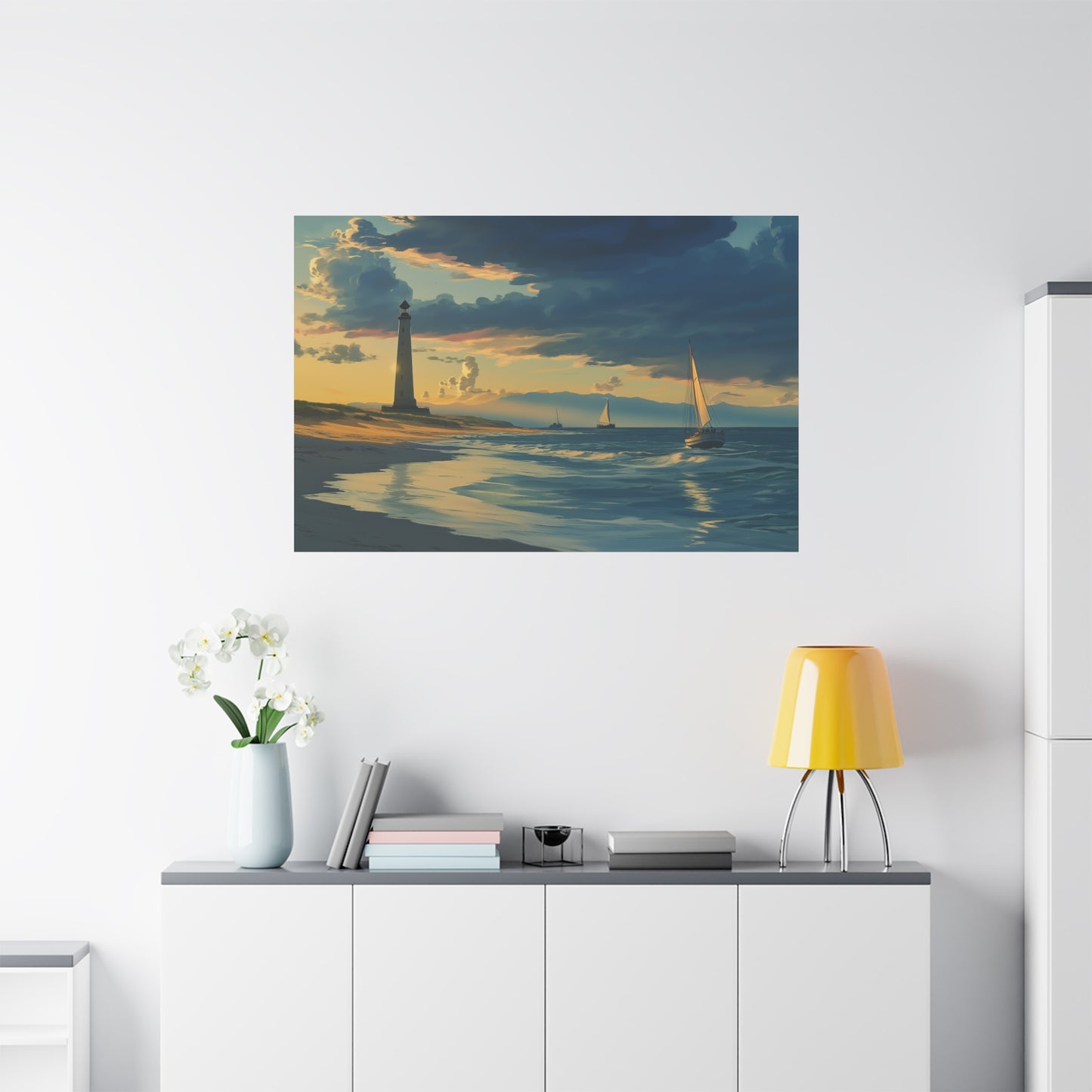 Phare Éclatant à l'Aube Maritime