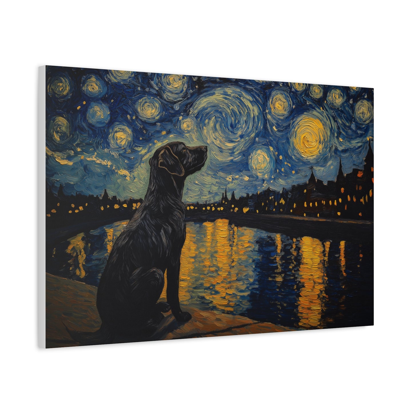 Chien sous les étoiles scintillantes