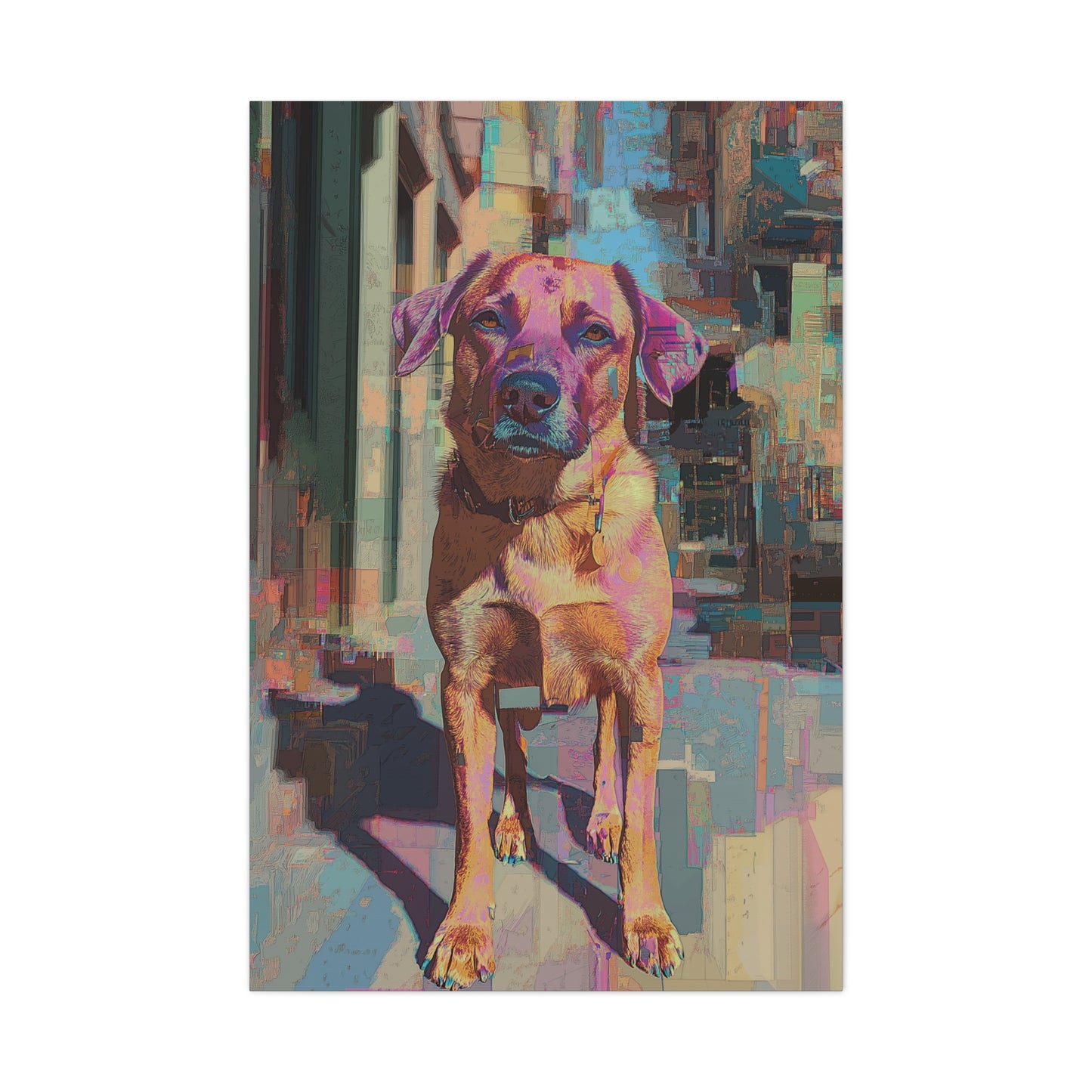 Chien Coloré en Milieu Urbain