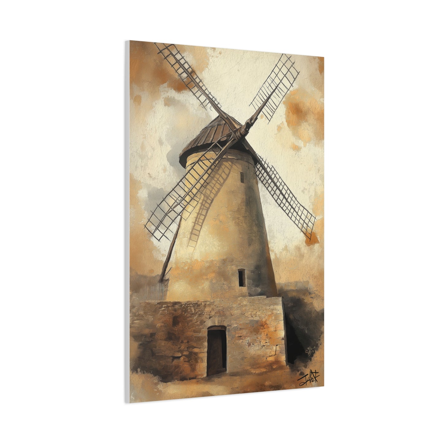 Les Moulins de Consuegra, rendu gouache
