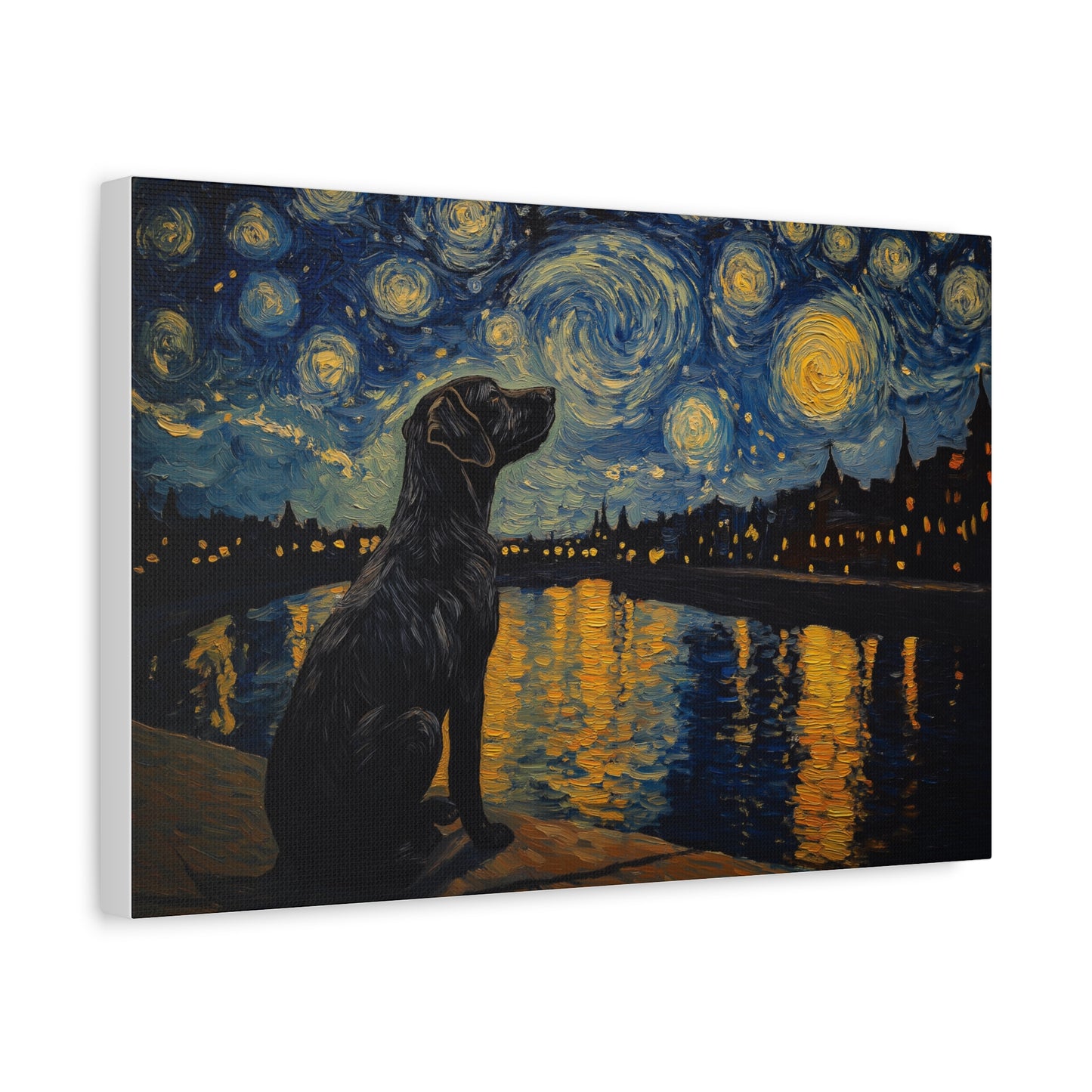 Chien sous les étoiles scintillantes