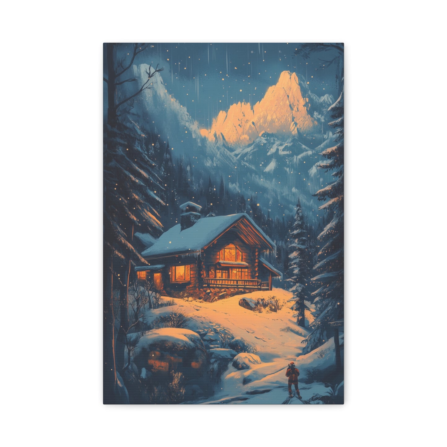 Chalet Enchanté sous Neige Étoilée