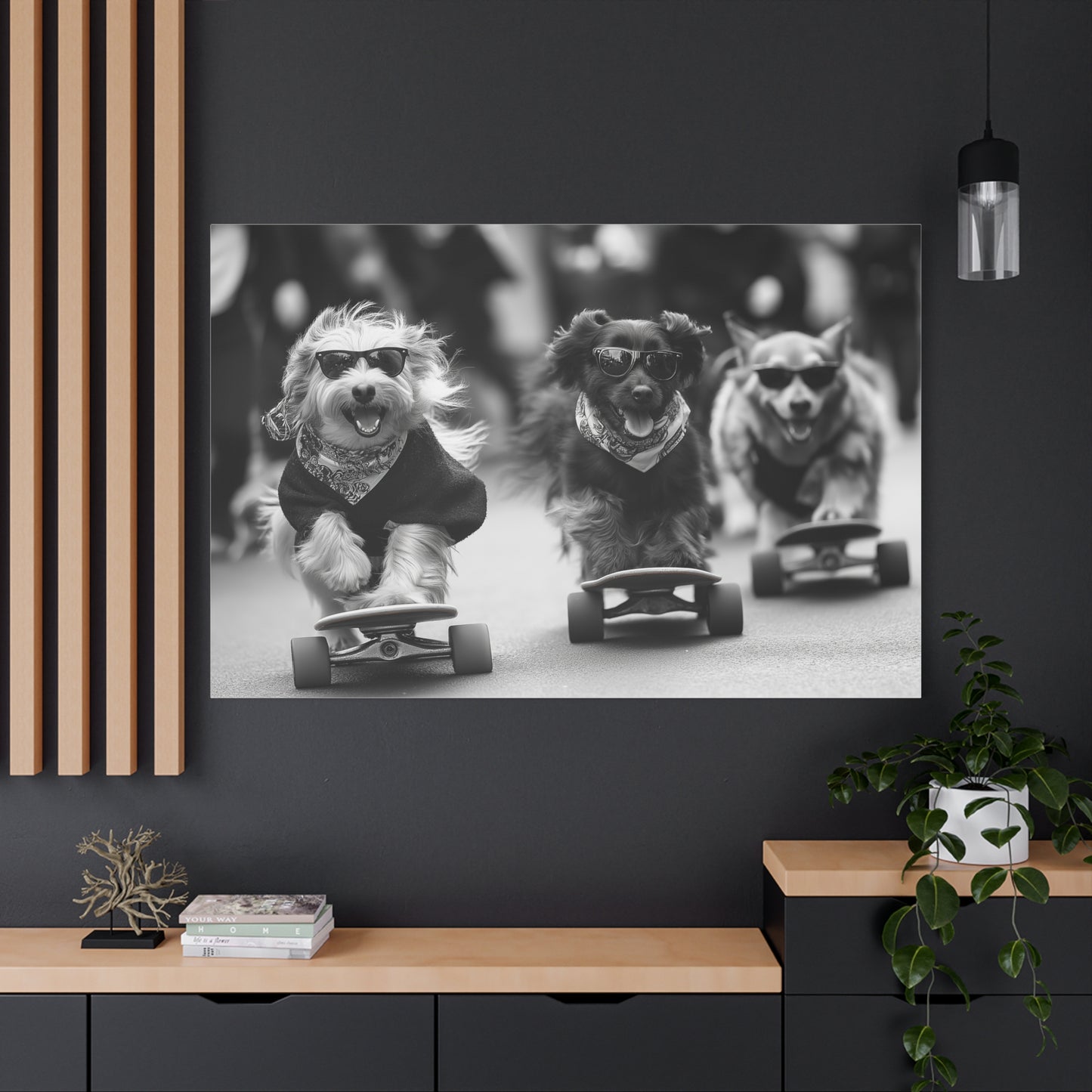 Chiens en Véloce Style Skateboard