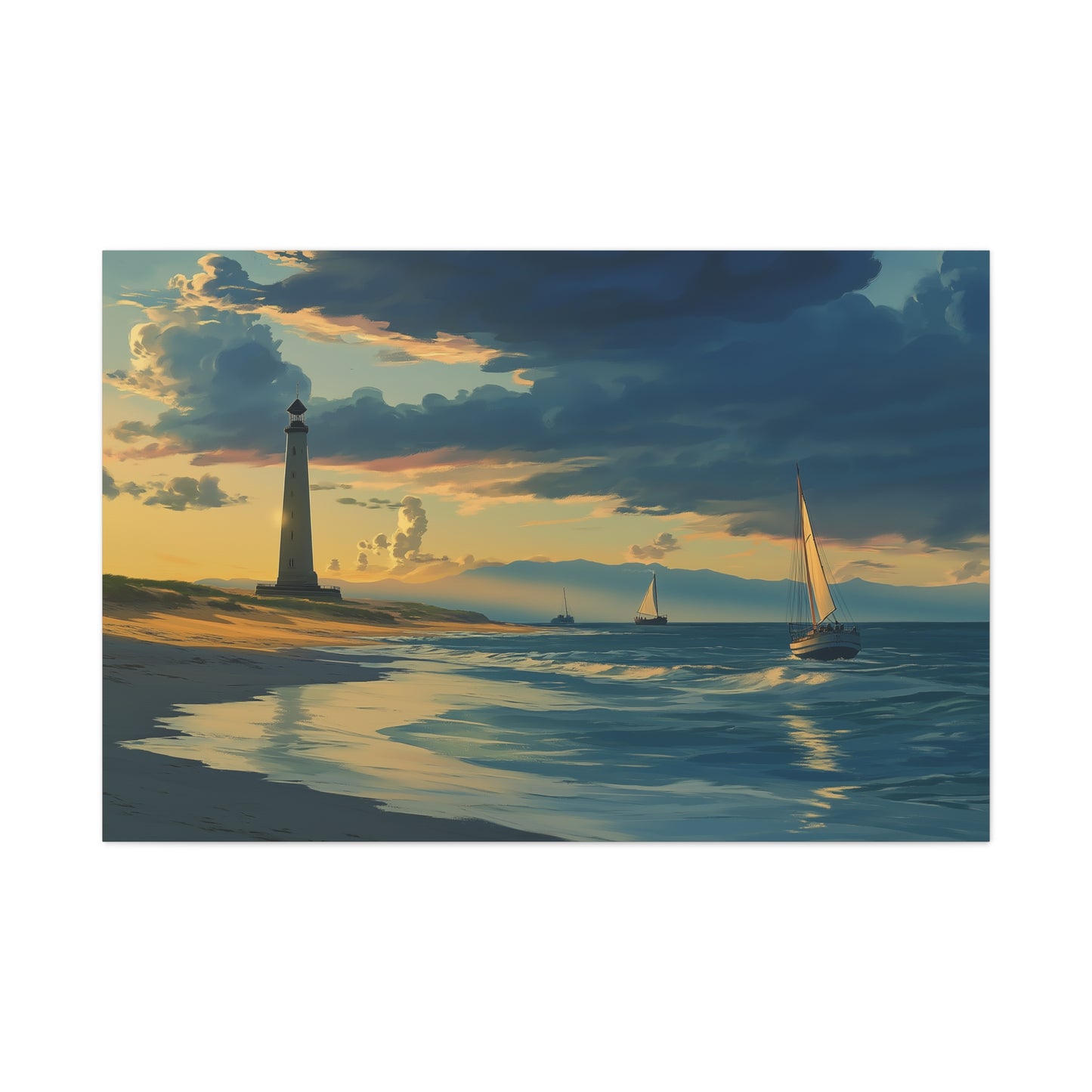 Phare Éclatant à l'Aube Maritime