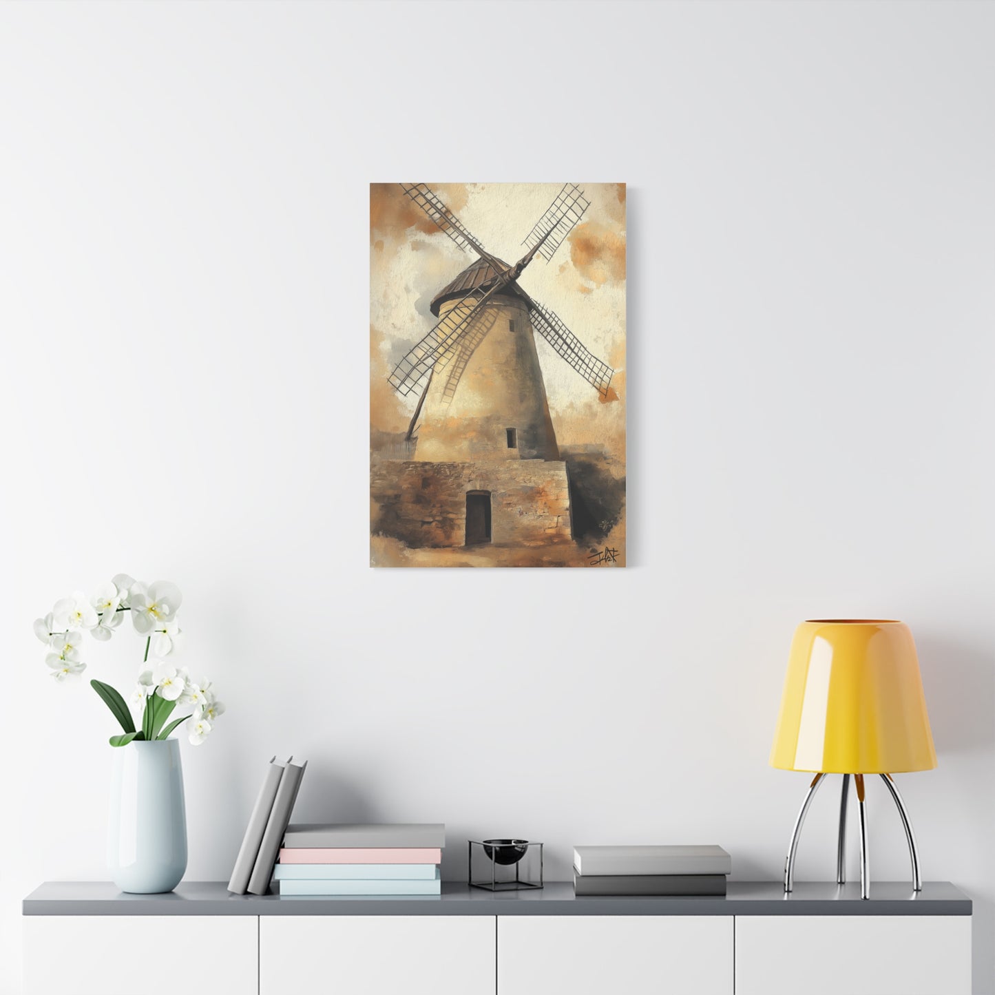 Les Moulins de Consuegra, rendu gouache