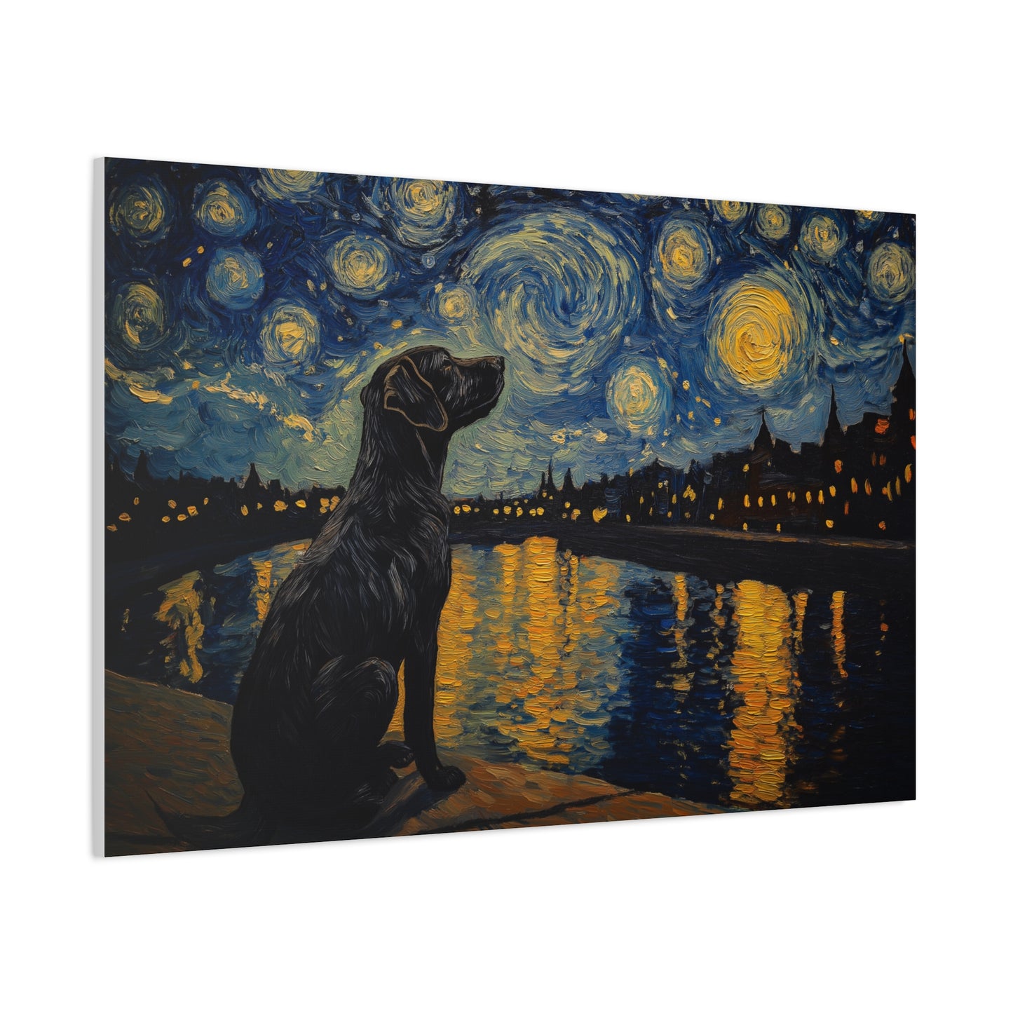 Chien sous les étoiles scintillantes