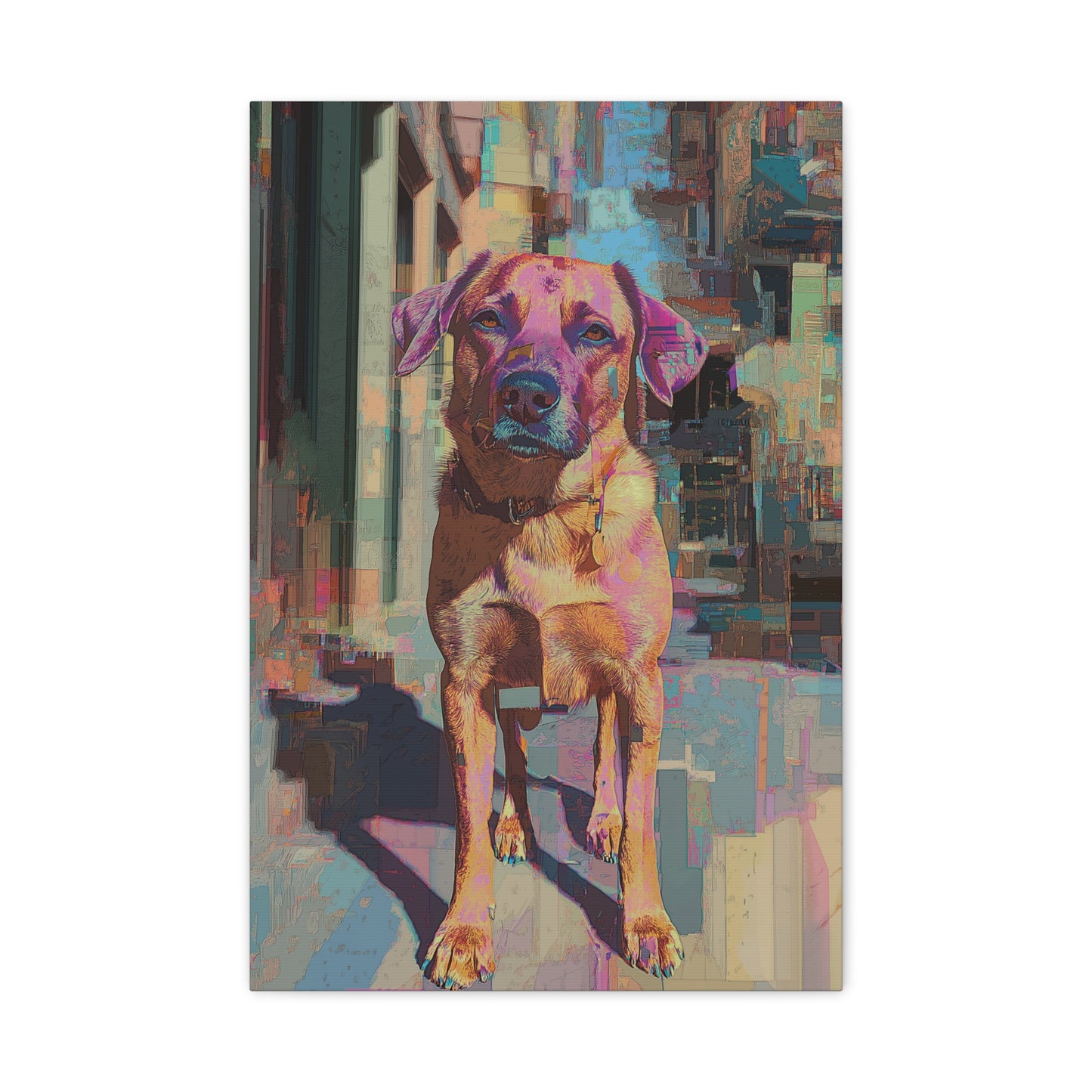 Chien Coloré en Milieu Urbain
