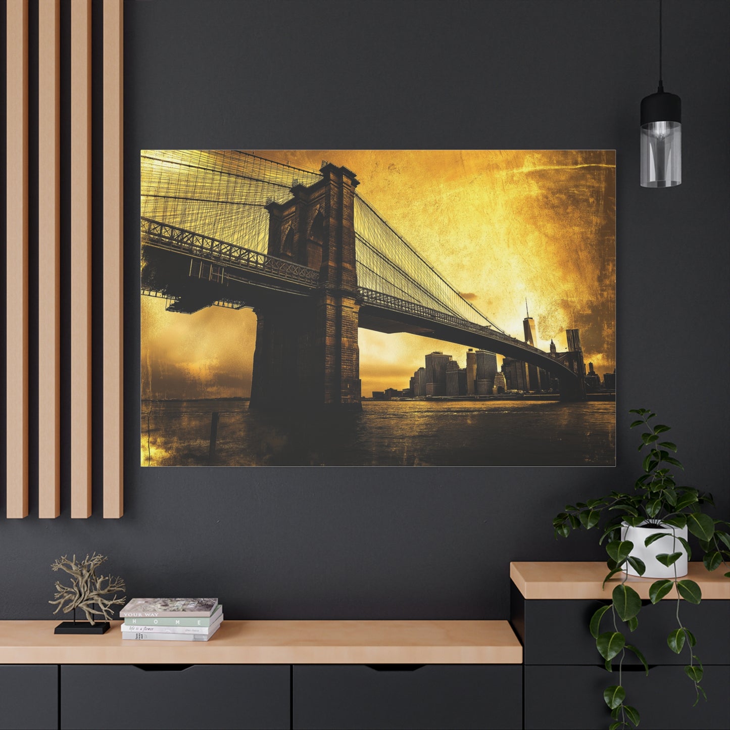 Pont de Brooklyn aux couleurs dorées