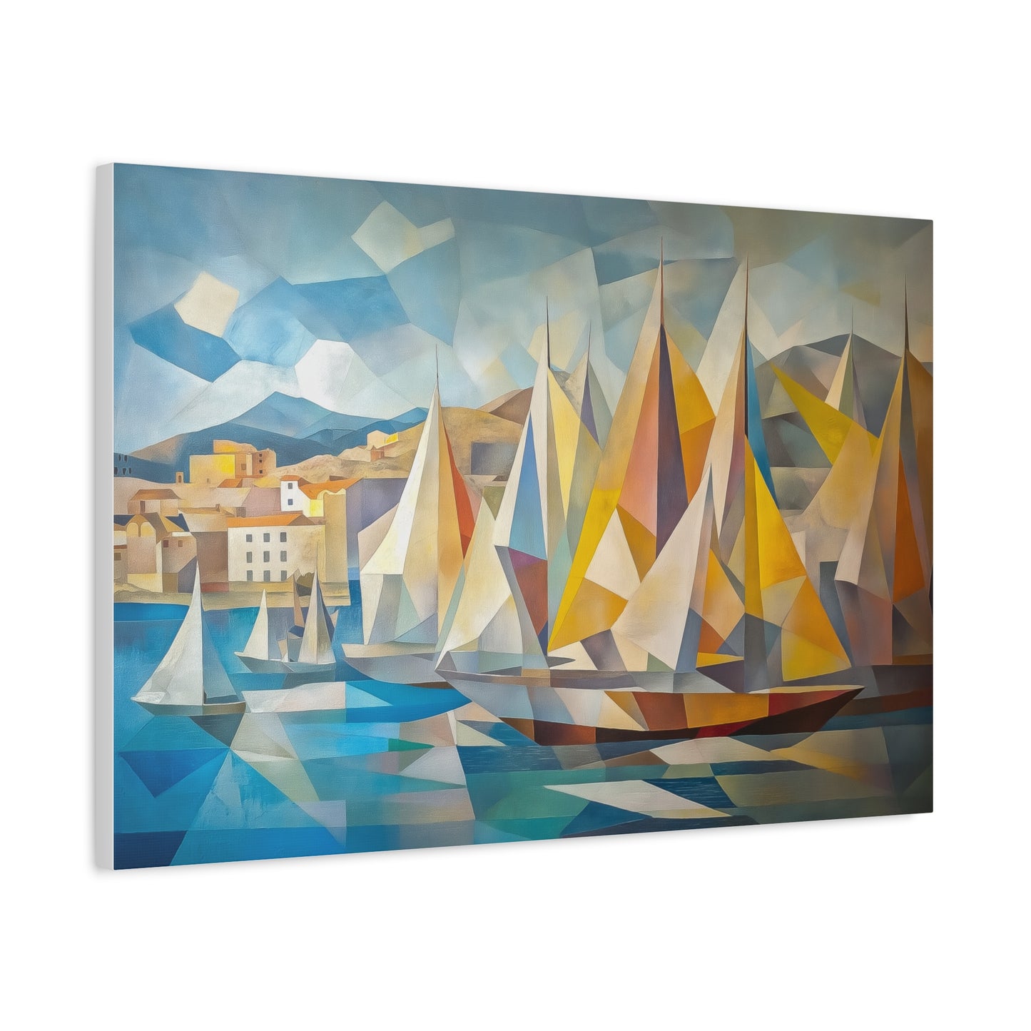Voiles Colorées sur Mer Géométrique