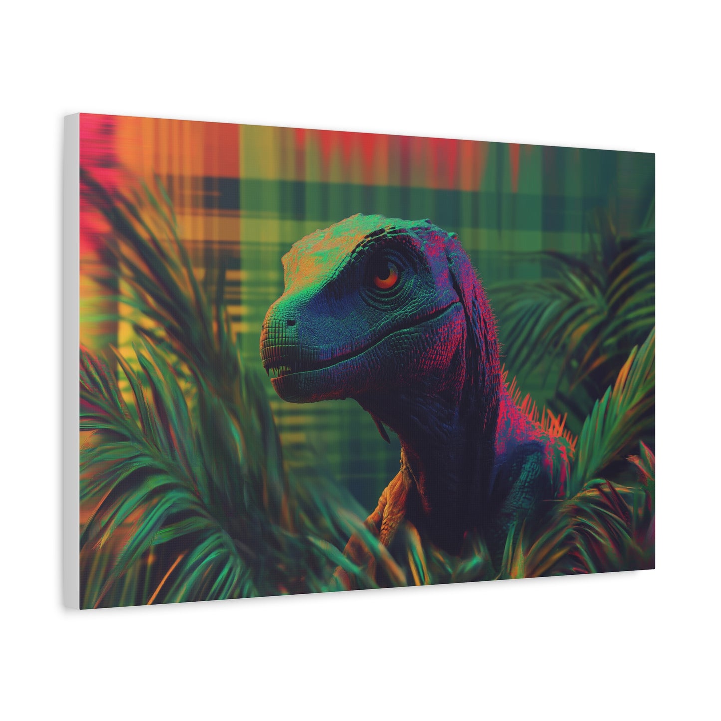 Mystérieux Velociraptor aux Couleurs Psychédéliques