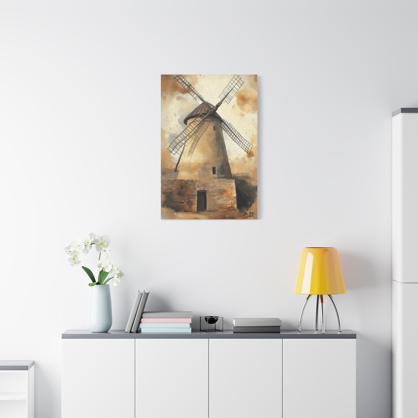 Les Moulins de Consuegra, rendu gouache