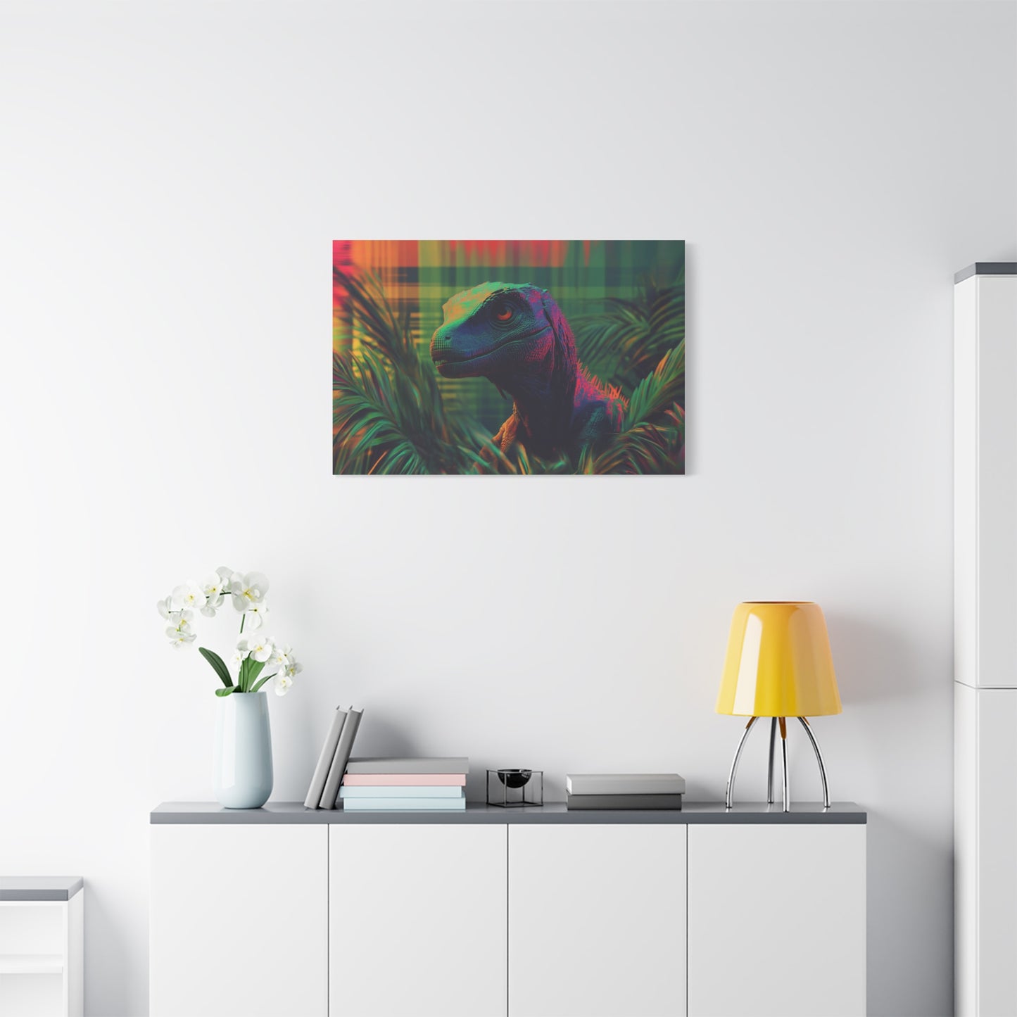 Mystérieux Velociraptor aux Couleurs Psychédéliques