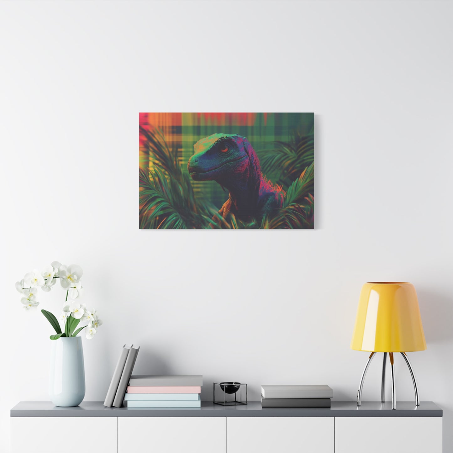 Mystérieux Velociraptor aux Couleurs Psychédéliques
