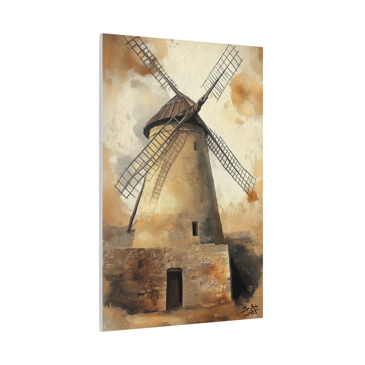 Les Moulins de Consuegra, rendu gouache