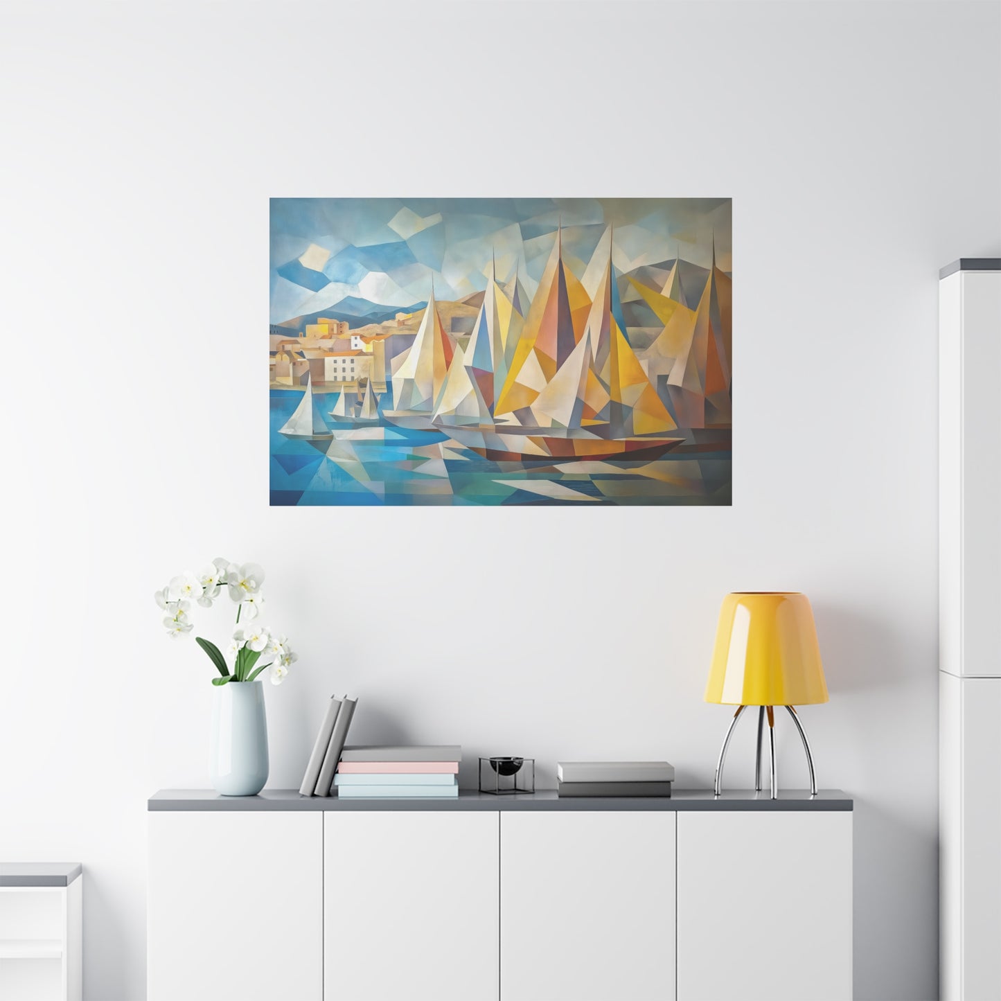 Voiles Colorées sur Mer Géométrique