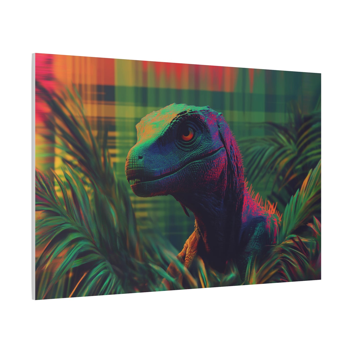 Mystérieux Velociraptor aux Couleurs Psychédéliques