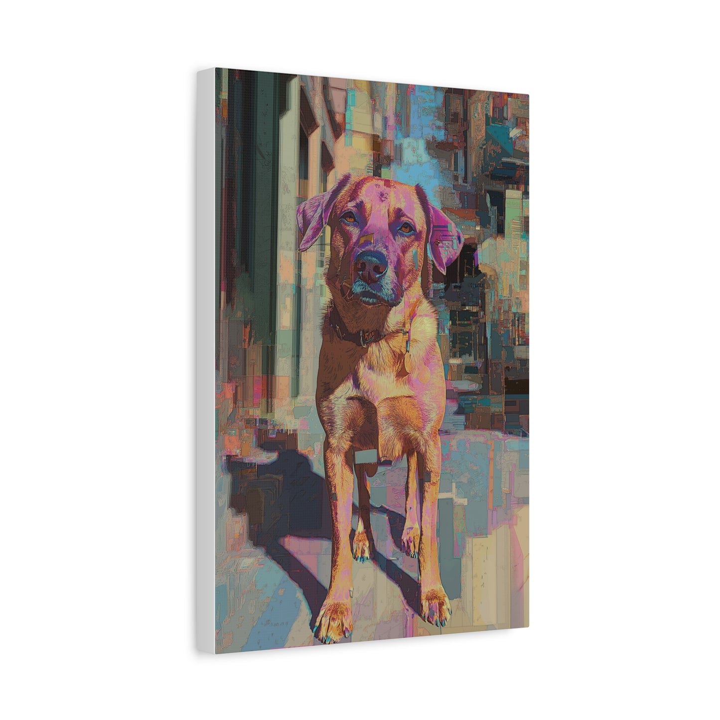Chien Coloré en Milieu Urbain