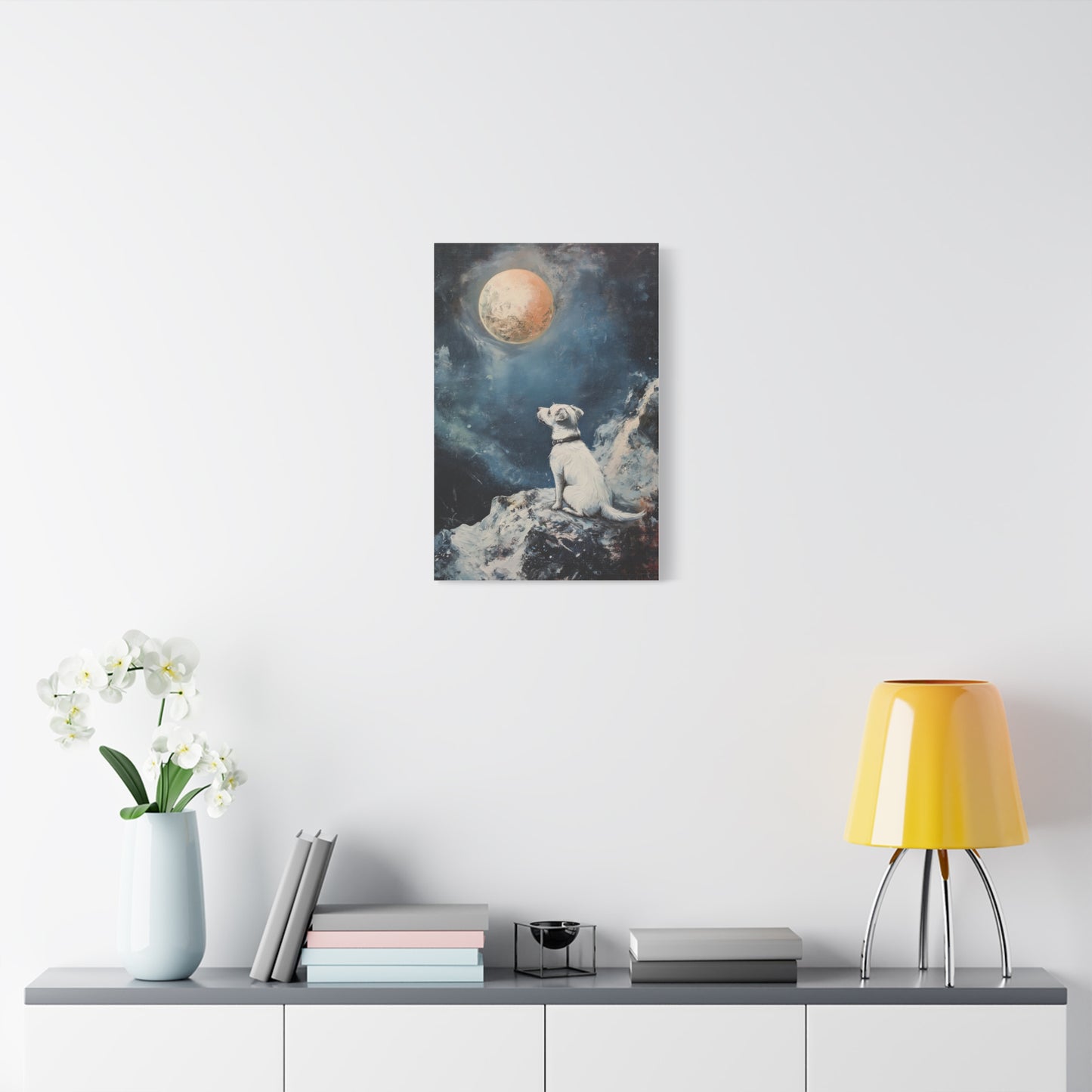 Chien Cosmique sous la Lune Rêveuse