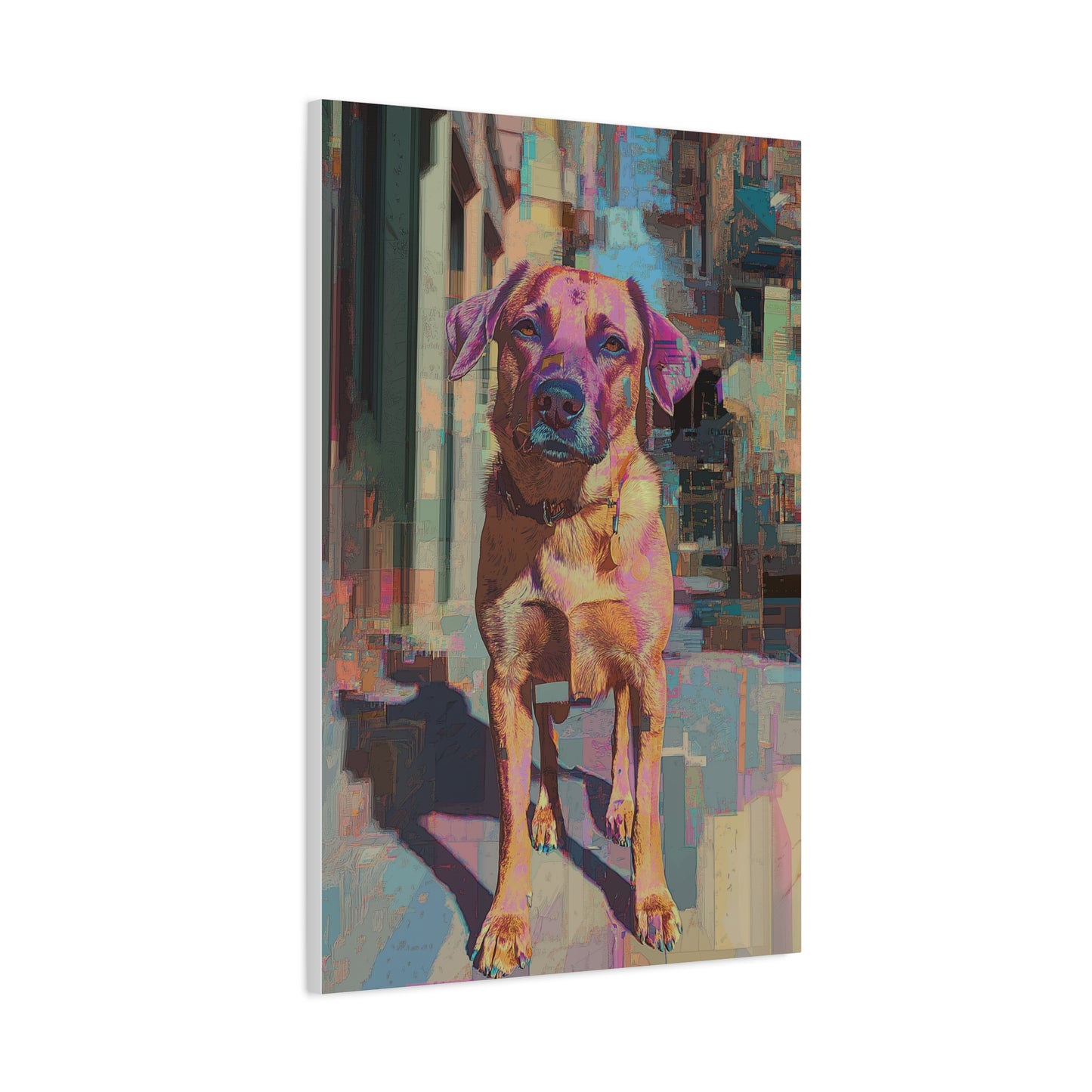 Chien Coloré en Milieu Urbain