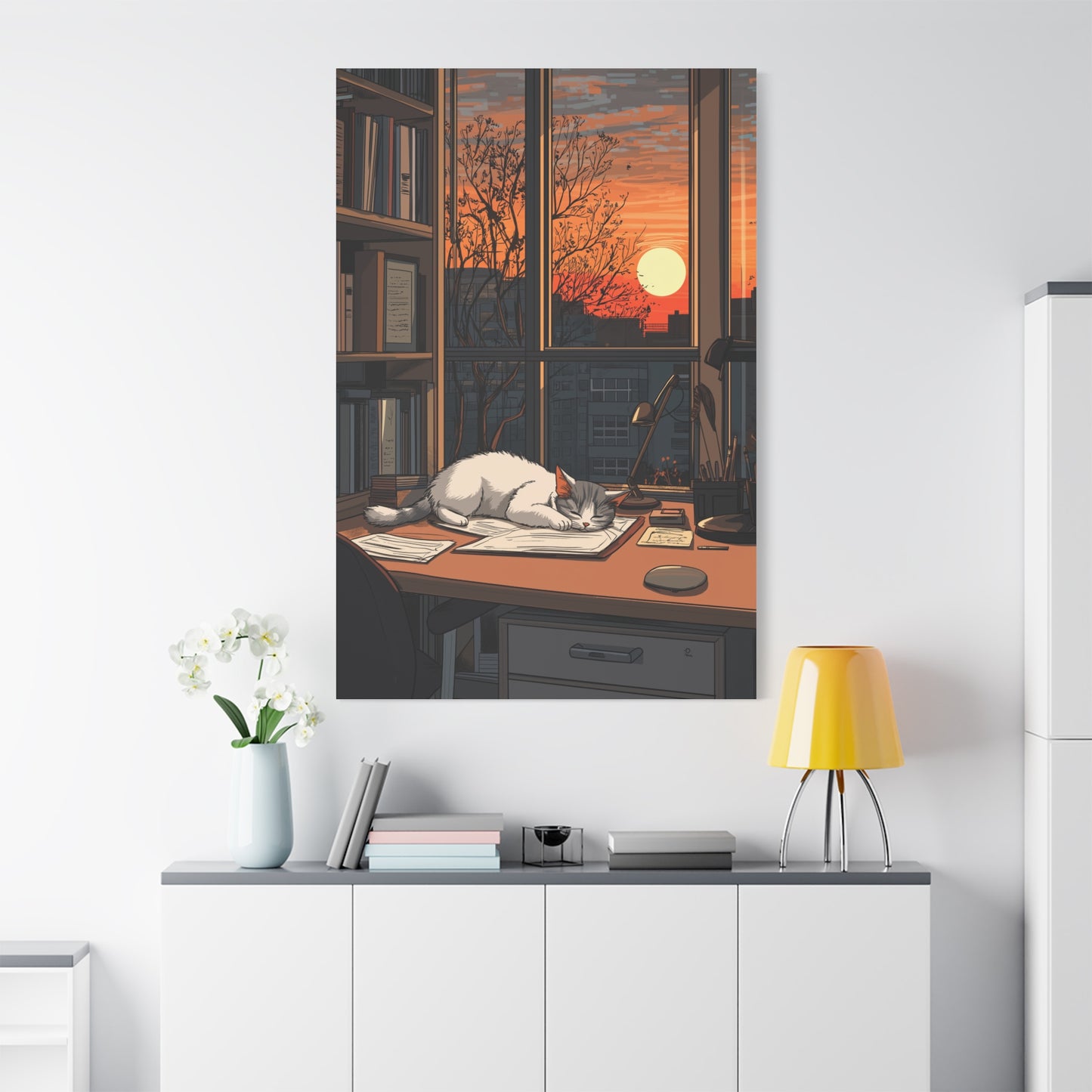 Douceur Féline au Coucher de Soleil