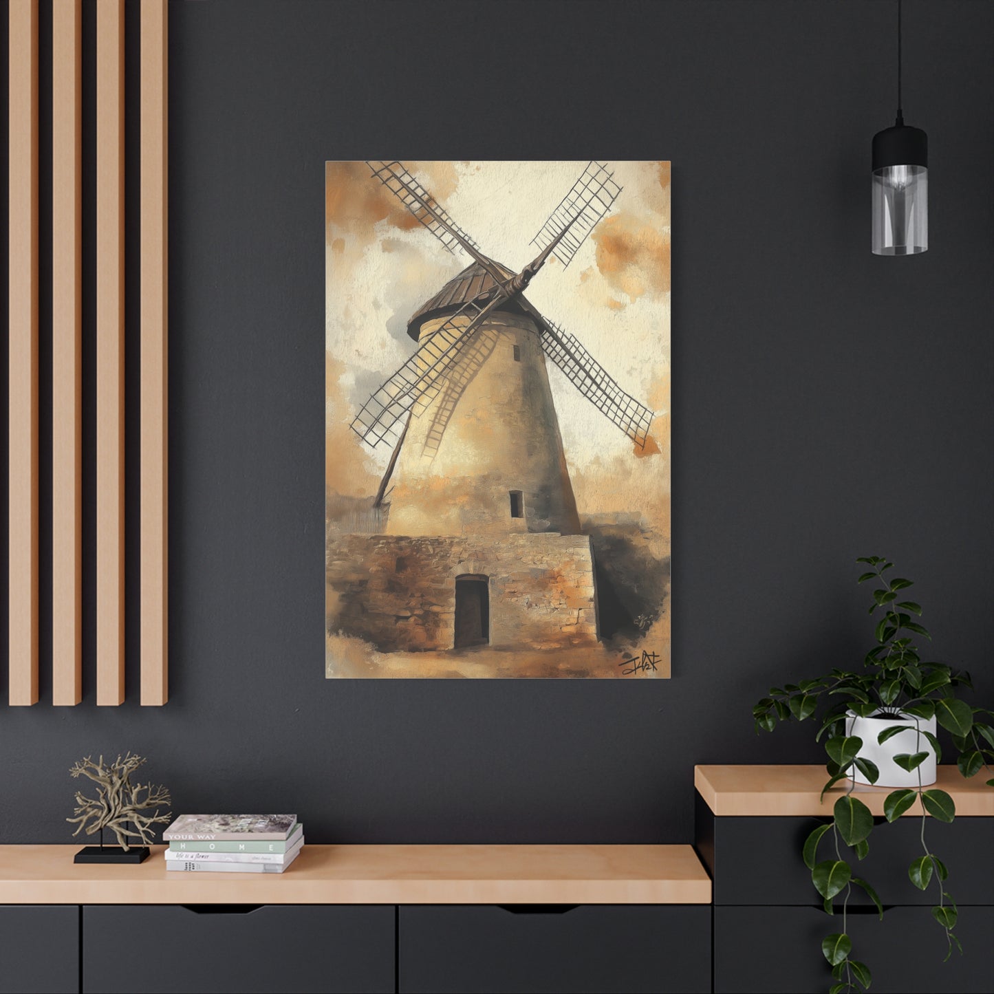 Les Moulins de Consuegra, rendu gouache