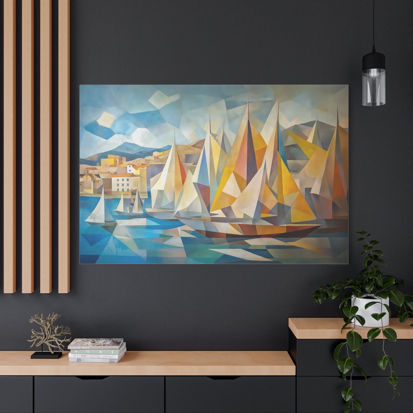 Voiles Colorées sur Mer Géométrique