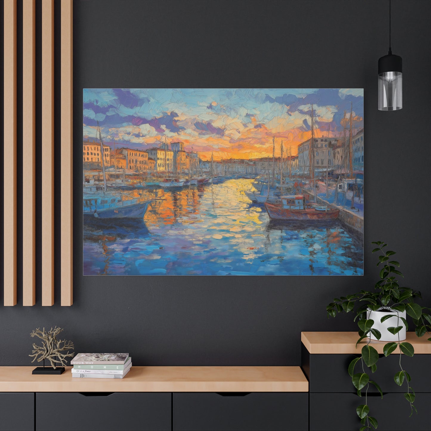 Coucher de Soleil Vibrant au Port