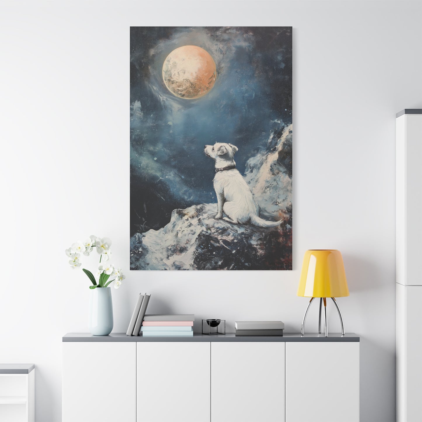 Chien Cosmique sous la Lune Rêveuse
