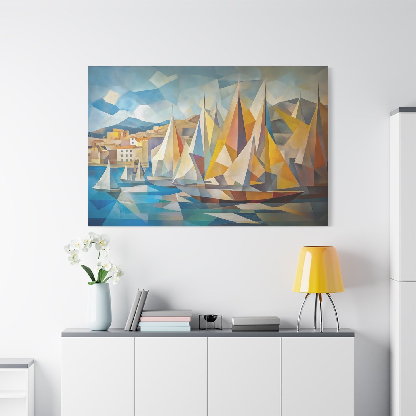 Voiles Colorées sur Mer Géométrique