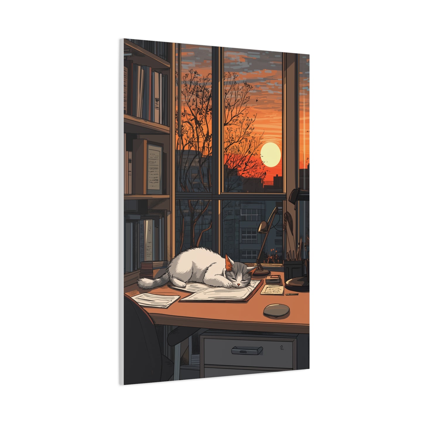 Douceur Féline au Coucher de Soleil
