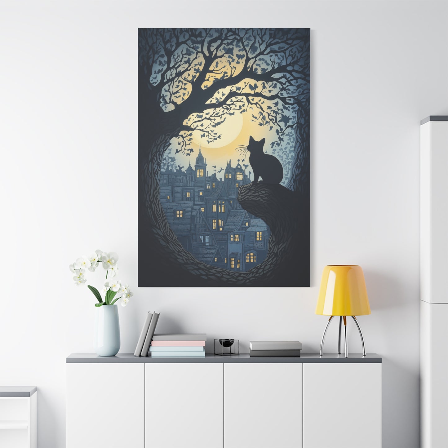 Chat Mystique sous la Lune Enchantée