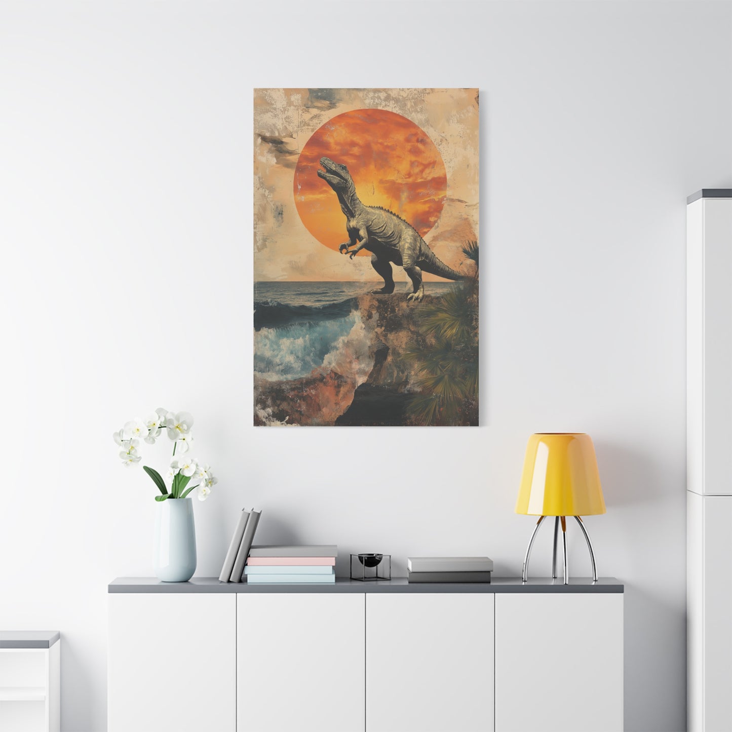 "Éveil Préhistorique au Coucher de Soleil"