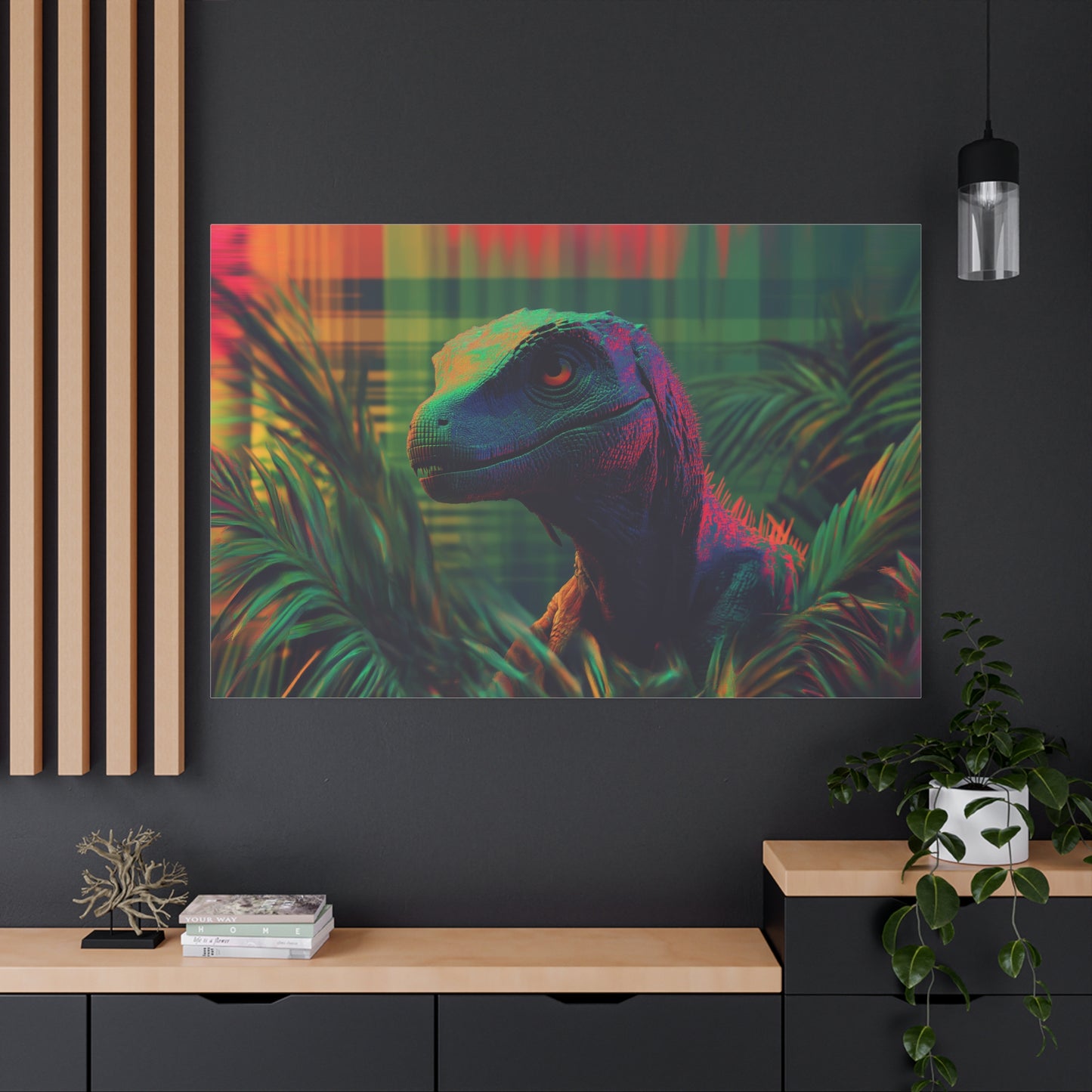 Mystérieux Velociraptor aux Couleurs Psychédéliques