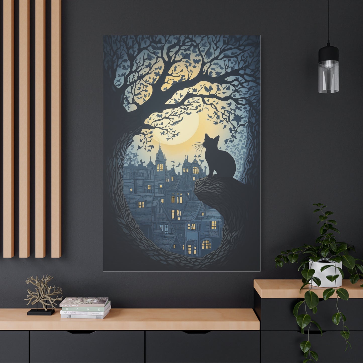 Chat Mystique sous la Lune Enchantée