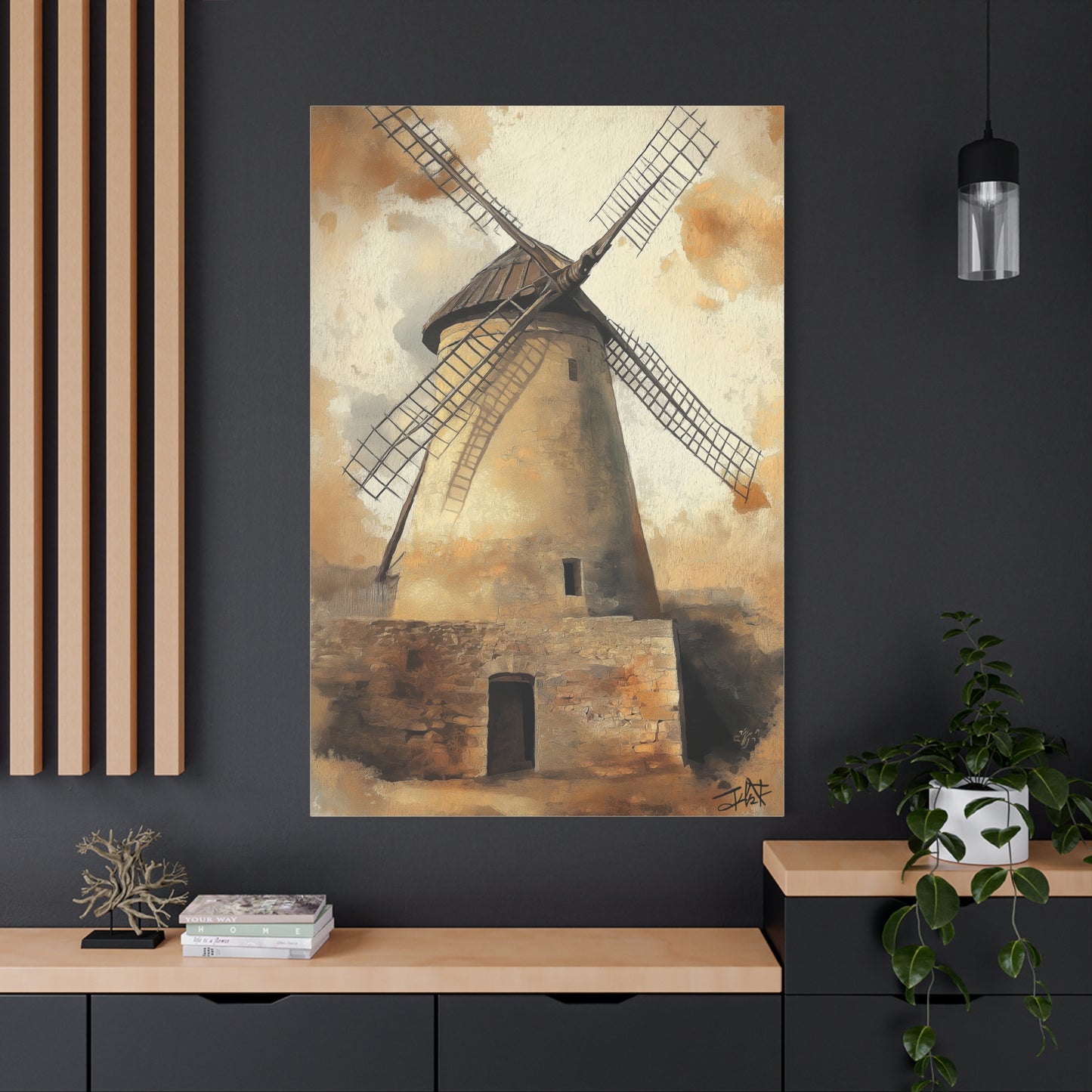 Les Moulins de Consuegra, rendu gouache