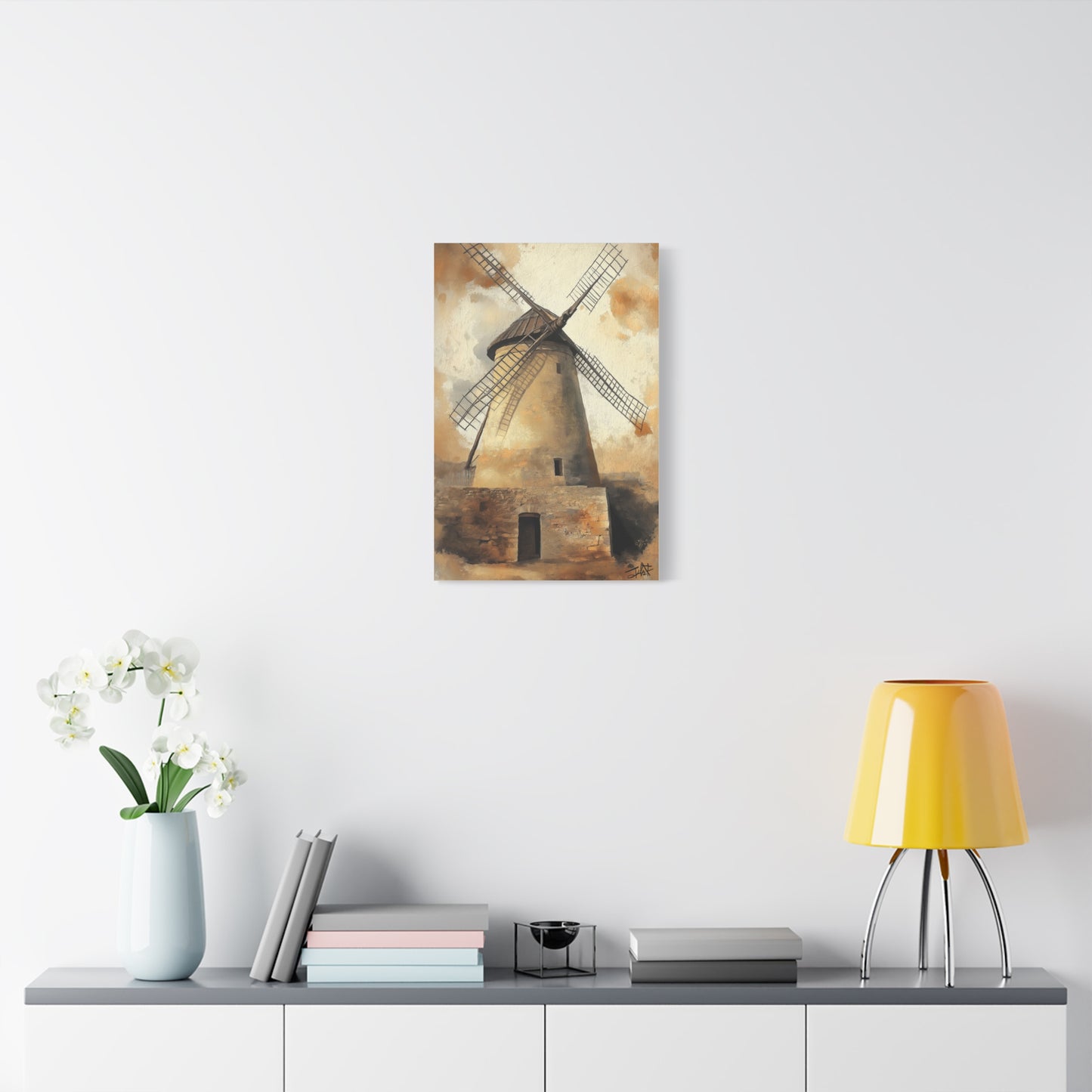 Les Moulins de Consuegra, rendu gouache