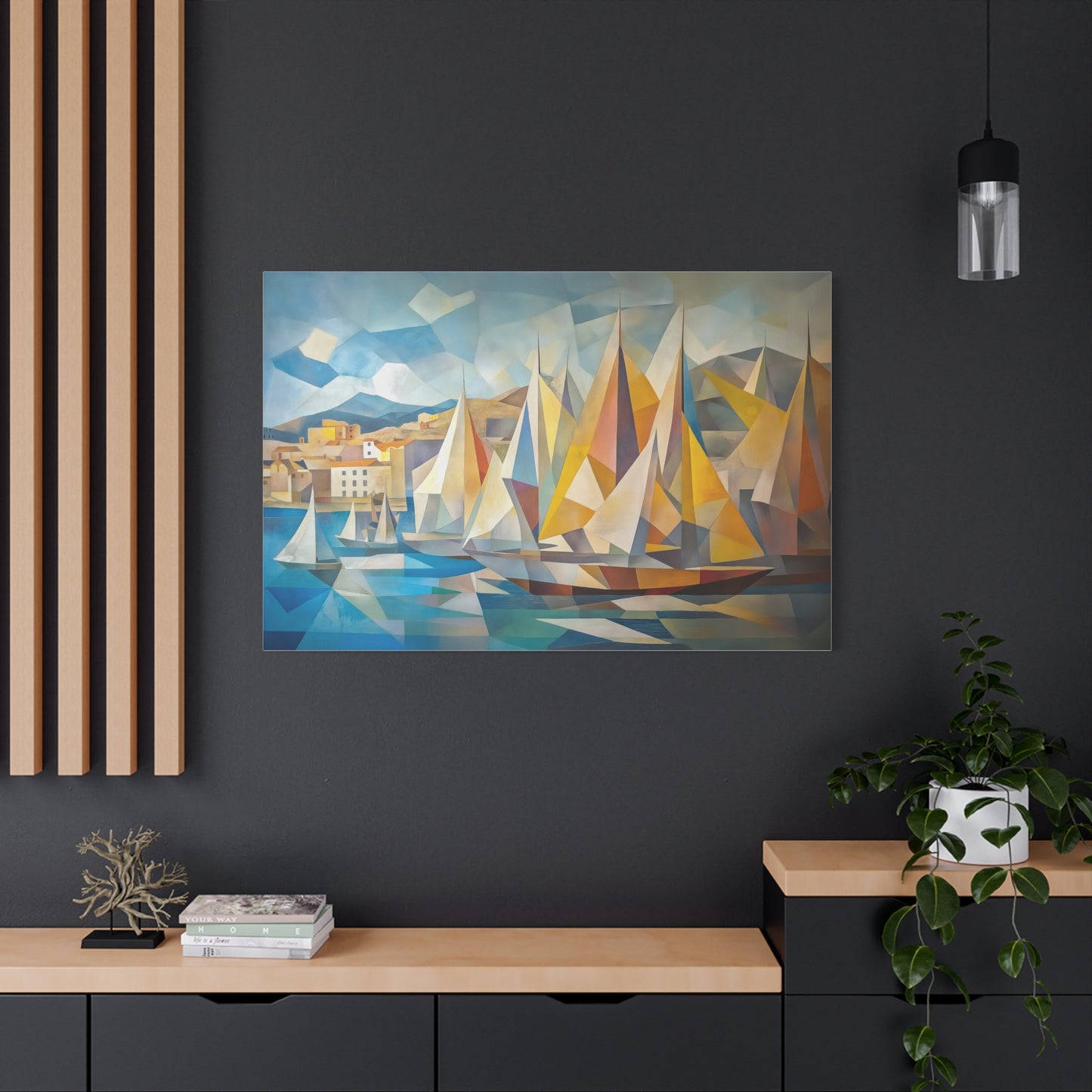 Voiles Colorées sur Mer Géométrique