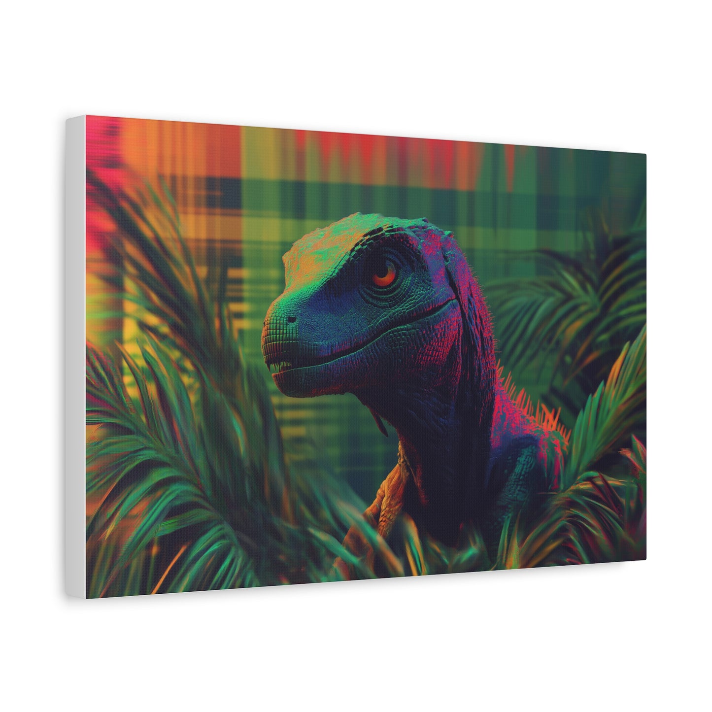 Mystérieux Velociraptor aux Couleurs Psychédéliques