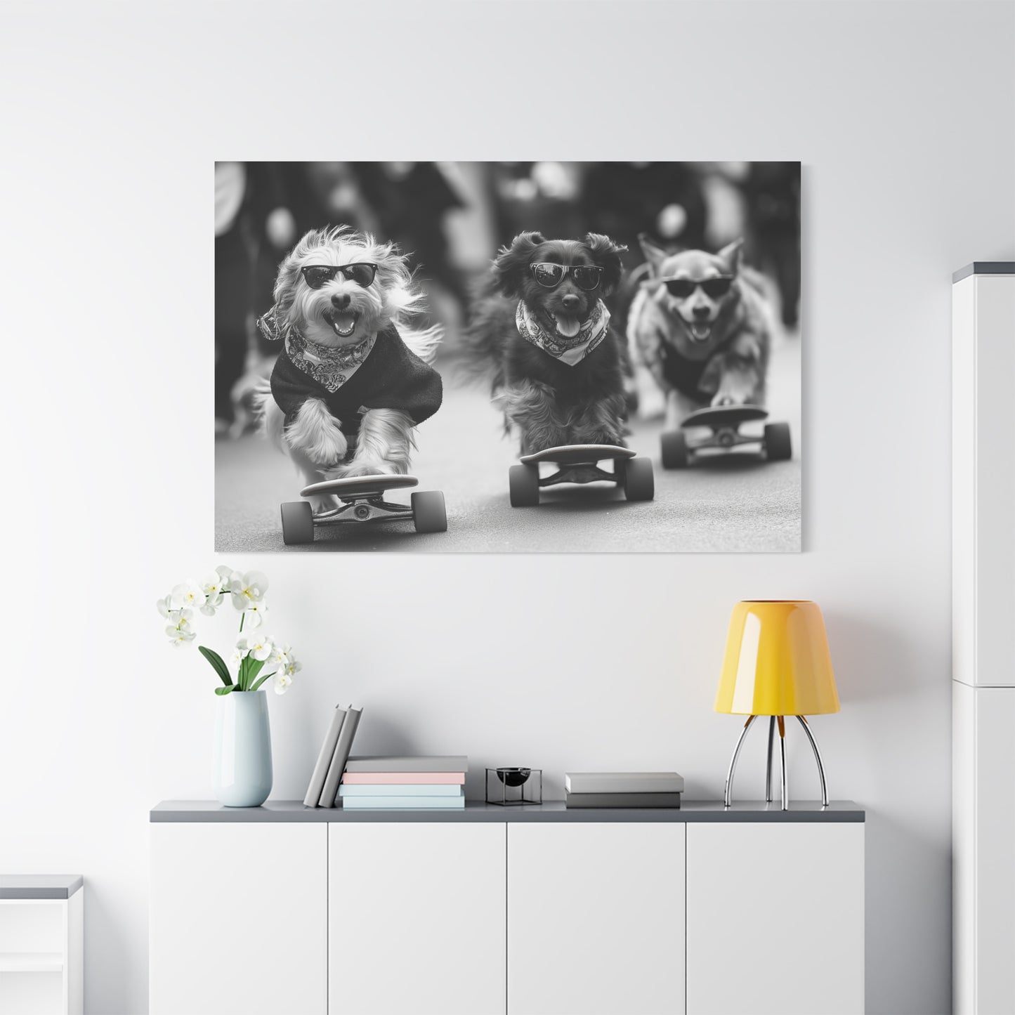Chiens en Véloce Style Skateboard