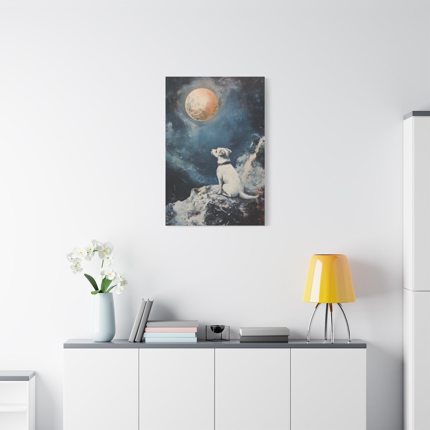 Chien Cosmique sous la Lune Rêveuse