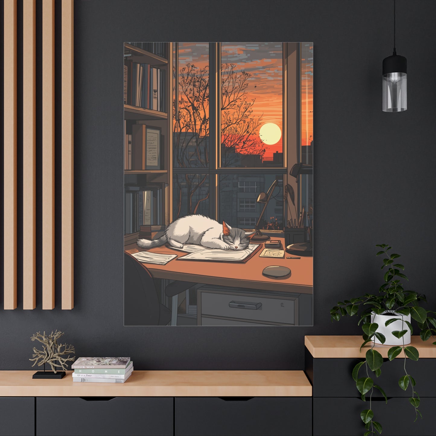 Douceur Féline au Coucher de Soleil