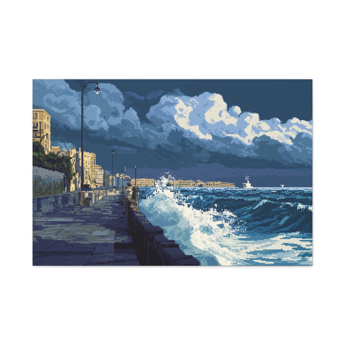 Horizon Marin en Tempête tout en Pixels