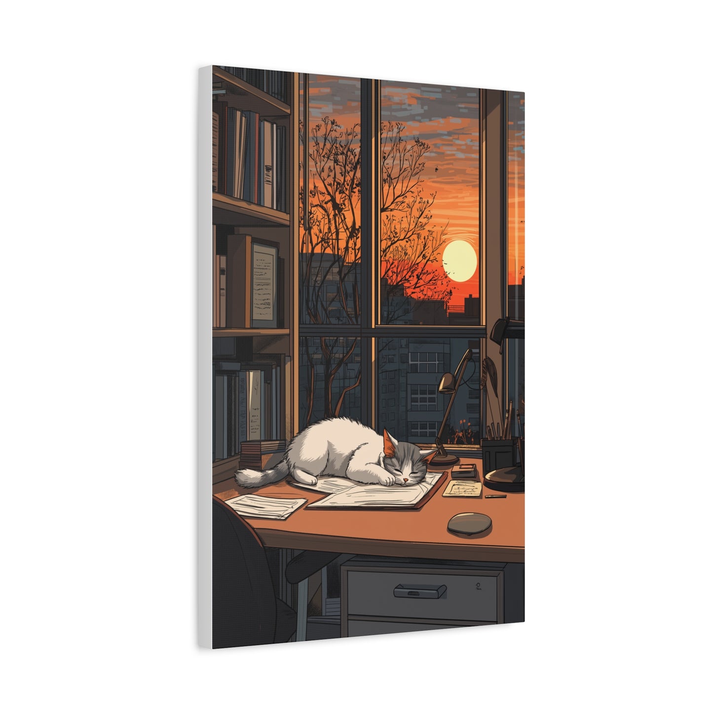 Douceur Féline au Coucher de Soleil
