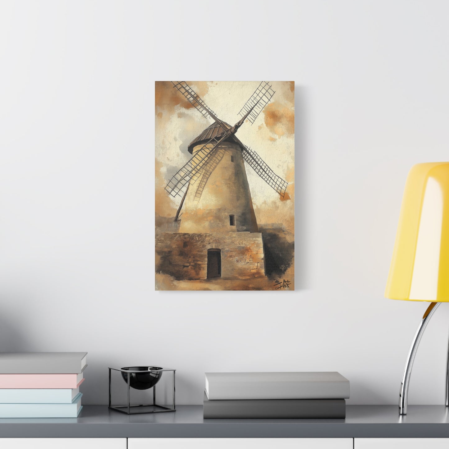 Les Moulins de Consuegra, rendu gouache
