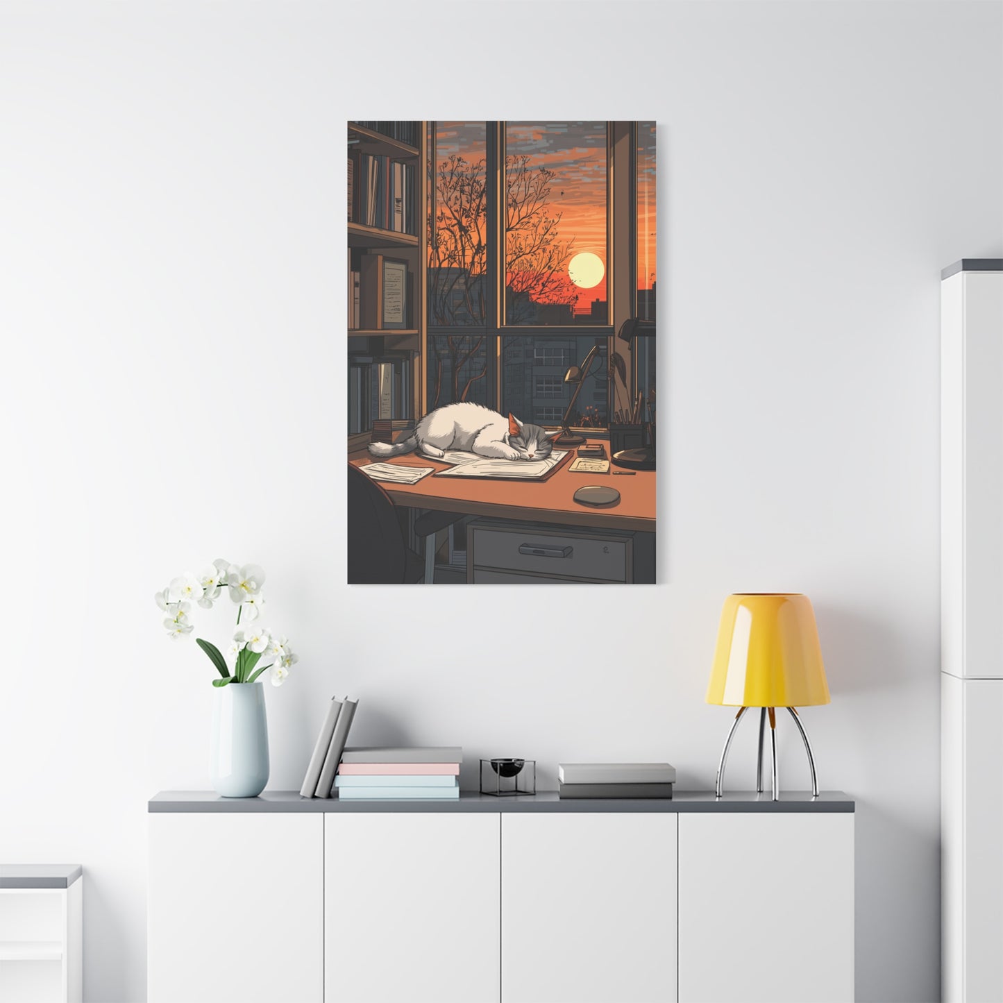 Douceur Féline au Coucher de Soleil