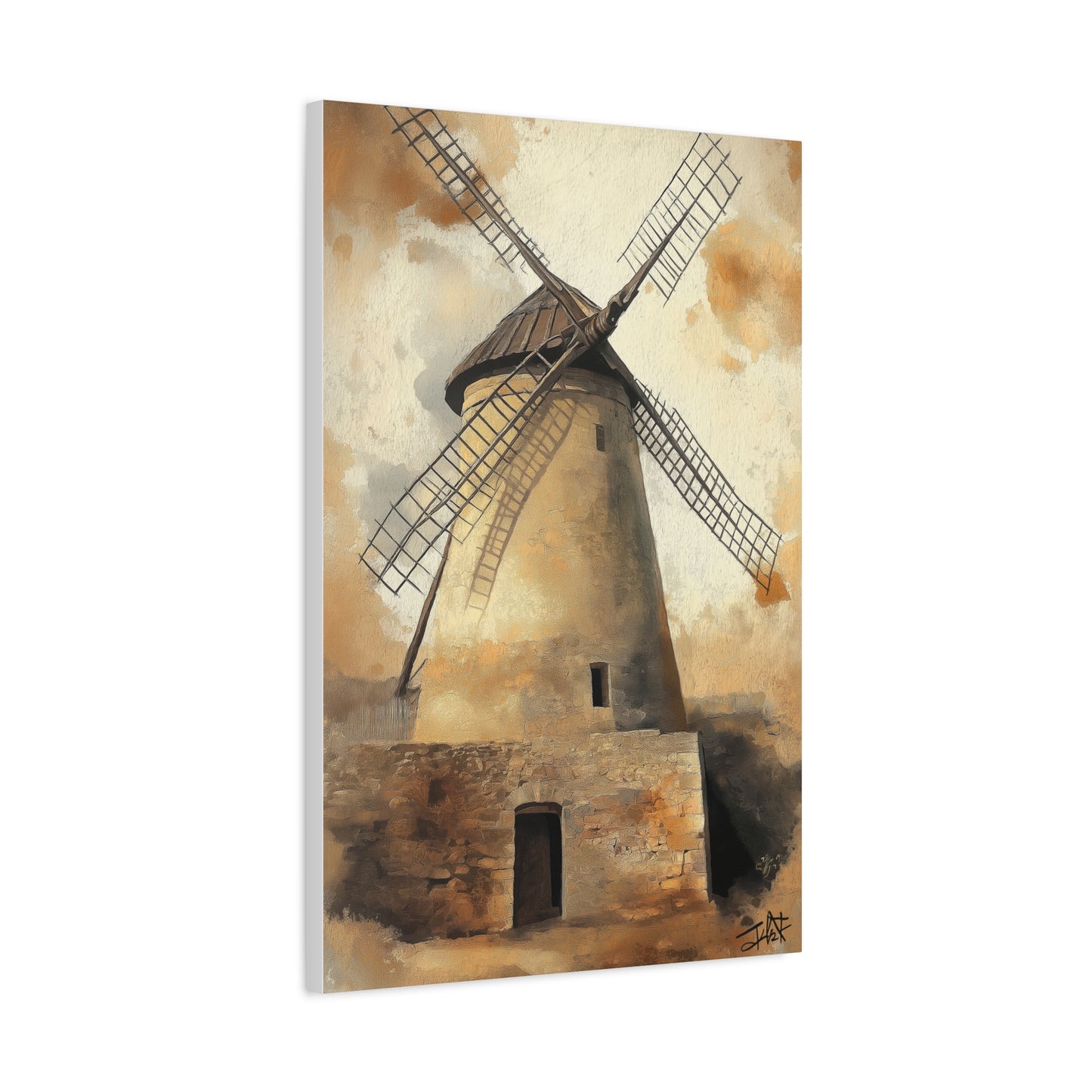 Les Moulins de Consuegra, rendu gouache